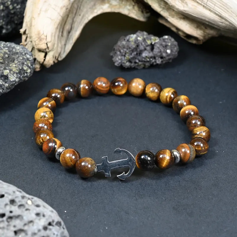 Bracelet Homme Œil de Tigre - Protection et Confiance Ancre