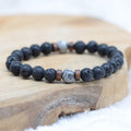 Bracelet Homme "Stimulation et Avenir" en Jaspe Fancy et Pierre de Lave
