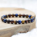 Bracelet "Œil Protecteur" en Oeil de Tigre Bleu/Rouge & Jaune