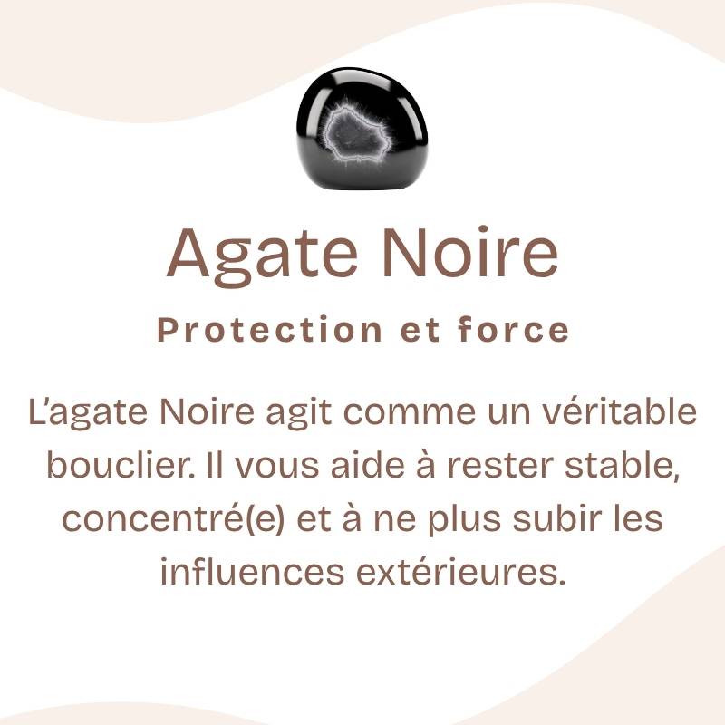Pendentif "Force Mentale" Coeur en Agate Noire