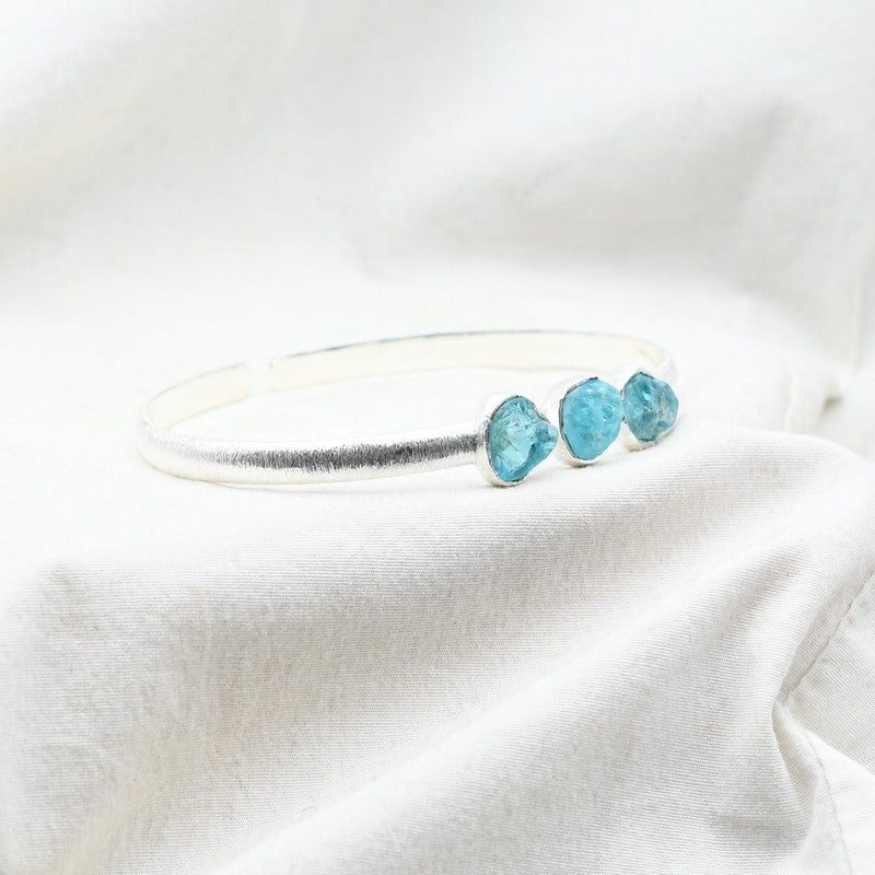 [MODÈLE UNIQUE] Bracelet "Motivation" en Apatite Bleue & Argent 925 - Pièce de Bijouterie - REF8