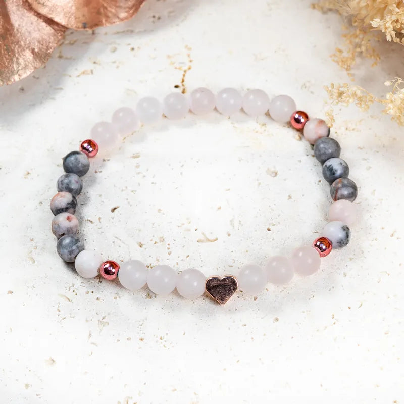 Bracelet [UNIQUE] Fête des Mères – Quartz Rose, Jaspe Zèbre