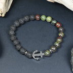 Bracelet Homme Pierre de Lave & Jaspe Héliotrope - Force et Énergie Ancre