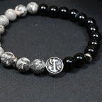 Bracelet Homme Onyx et Jaspe Gris - Maîtrise et Stabilité Marin