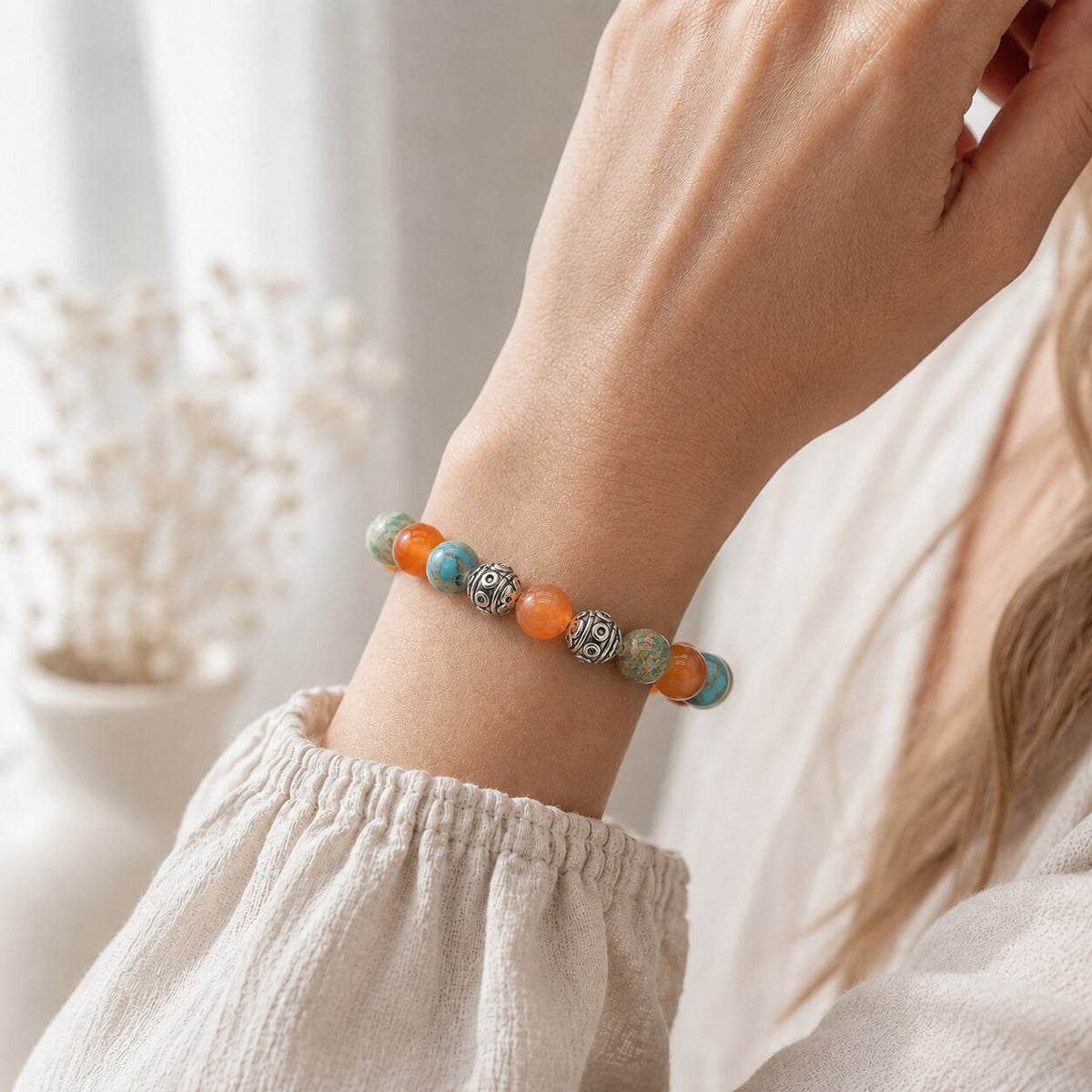 Bracelet "Bien-Être et Chance" en Régalite & Cornaline