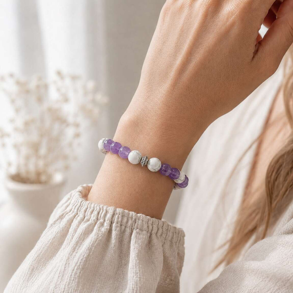 Bracelet "Anti-Stress" en Améthyste & Howlite