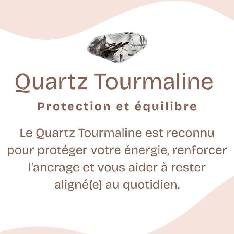 Pierre roulée "Purification et Protection" en Cristal de Roche Tourmaline (Quartz Tourmaline) (Lot de 2 pièces)