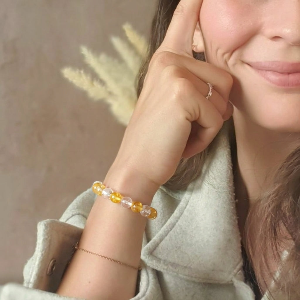Bracelet "Anti-Fatigue" Mix en Citrine et Cristal de Roche