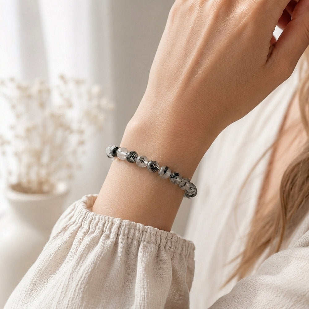 Bracelet "Purification et Protection" en Quartz & Tourmaline Noire