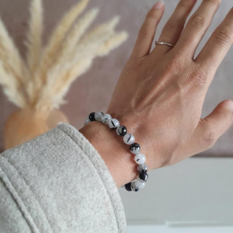 Bracelet "Purification et Protection" en Quartz & Tourmaline Noire