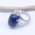 Bague "Contrôle" Cabochon ovale en Lapis Lazuli (réglable)