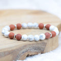 Bracelet "Mal de dos" en Jaspe Rouge et Howlite Dépolie