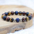 Bracelet "Protection Multicolor" en Oeil-de-Tigre Brun/Rouge/Bleu