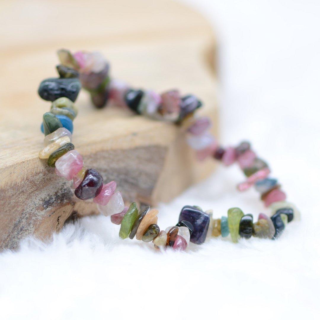 Bracelet "Renfort" en Tourmaline Multicolore Chip - lespierresdubienetre