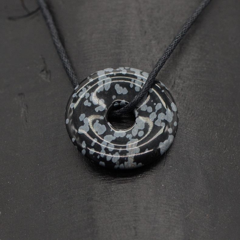 Pendentif Donut "Spontanéité" en Obsidienne neige - lespierresdubienetre
